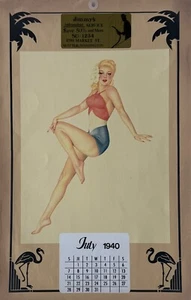 Vintage July 1940 Alberto Varga Pin-Up, Blonde in Red, White & Blue Bathing Suit - Picture 1 of 3