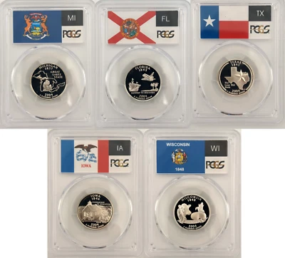 2004  S State Proof SILVER PCGS 70 Five Coin Quarter Set - Image 1 of 2