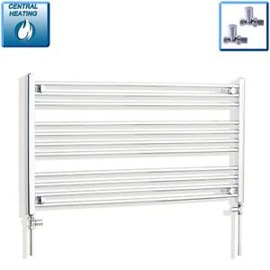 600 x 1200 mm Chrome Heated Towel Rail Radiator Central Heating Flat Straight - Picture 1 of 10