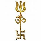 Trishakti Om Trishul Brass Swastik Yantra Good Luck Big Home Temple Religious