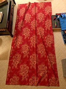 1 pair CHAPS Ralph Lauren TELLURIDE Toile Curtains Red Floral - Picture 1 of 3