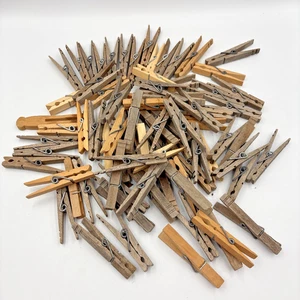 Posten 77 Vintage Holz Wäscheklammern mit Federn Holz Wäscheklammern gealtert verwittert - Bild 1 von 5