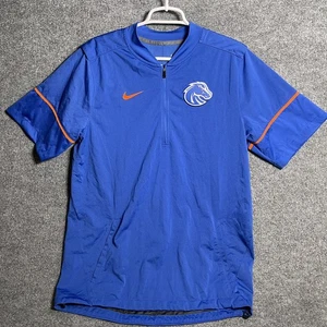 Nike Boise State Broncos Shirt Mens Sz M Blue 1/4 Zip Pullover Short Sleeve - Picture 1 of 14