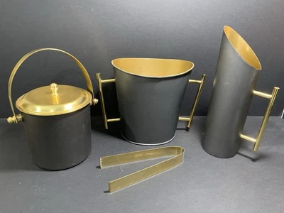 GO 葡萄酒套装 - 葡萄酒冷藏箱、水罐、有盖冰桶、夹子-全新 24k 金色,黑色 — 第 1/4 张图片