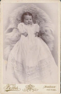Cabinet Card Antique Photo Happy Baby ID'd Maggie Juhan Bonham Texas TX Foster - Picture 1 of 5