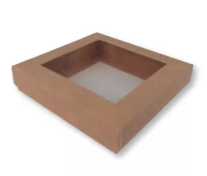 40 BRAUNE 4 X 4 ZOLL FENSTERBOXEN, 35 mm TIEF, KARTEN, GESCHENKE, SCHMUCK, KUCHEN ETC. - Bild 1 von 3