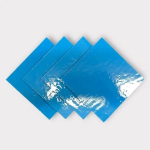 4 Pack Reactive Blue Opaque COE 96 Fusible Glass Sheets / Mosaic Squares - Picture 1 of 3