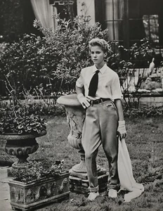 1980s Vintage BRUCE WEBER Female Girl Equestrian Fashion Garden Photo Gravure - Picture 1 of 1