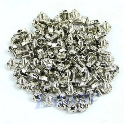 100pcs Toothed Hex 6/32 Computer PC Case Hard Drive Motherboard Mounting Screws - Image 1 of 4