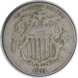 1874 Shield Nickel DDO FS-101 Choice F Uncertified - Picture 1 of 2
