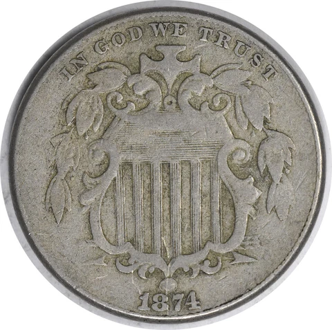1874 Shield Nickel DDO FS-101 Choice F Uncertified Cover