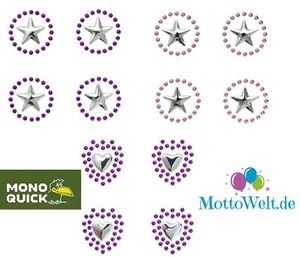 Set 4 applicazioni strass, immagine da stirare motivi strass 4 cuori stelle rosa viola - Foto 1 di 7