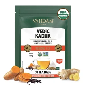 VAHDAM Vedic Kadha Herbal Tea Tisane - 50 Tea Bags Caffeine Free & Gluten-Free - Bild 1 von 10