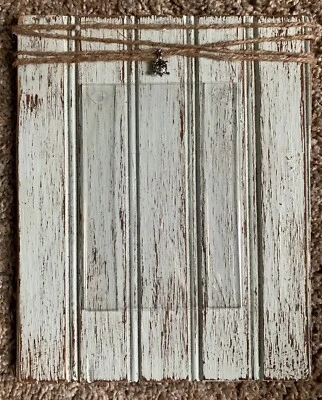 Distressed Rustic Wooden Picture Frame with Twine,  Turtle Charm, Light Green - Image 1 of 4