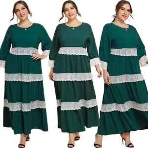 Lace Kaftan Women Long Maxi Dress Abaya Muslim Plus Size Evening Party Ball Gown - Picture 1 of 16