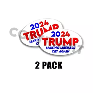 Trump 2024 Make Liberals Cry Again OVAL Vinyl Bumper Sticker Window Funny 2 pack - Bild 1 von 4
