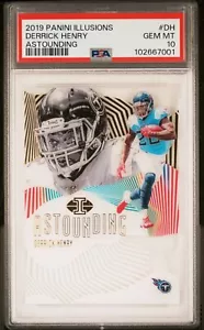 2019 PANINI ILLUSIONS STUPEFACENTE DH DERRICK HENRY TENNESSEE TITANS PSA 10 - Foto 1 di 2