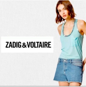 ZADIG & VOLTAIRE PARIS SAMUEL FOIL LAGON HALTER NECK T-SHIRT SIZe M NWT -$118 - Bild 1 von 11