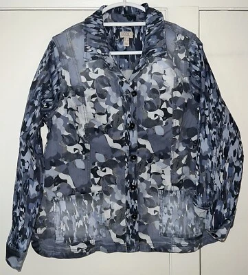 Chaqueta vaquera utilitaria LOGO by Lori Goldstein azul estampado camuflaje sarga talla 10 A455191 Foto 1 de 4