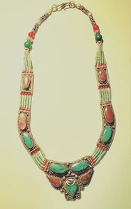Handmade Bedouin Silver 800 Necklace w original Turquoise and Cornelian Stones - Picture 1 of 1