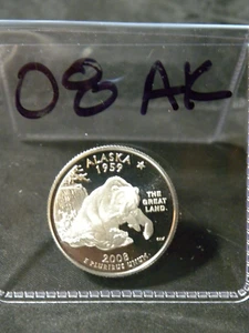 2008 S SILVER GEM PROOF ALASKA STATE QUARTER 90% SILVER FREE SHIP - Picture 1 of 1