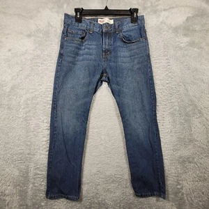 Levis 505 Jeans Youth 10 Husky Straight Leg Dark Blue Denim Boys Kids 30x27 - Picture 1 of 9
