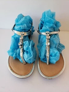 Charming Charlie Sandals Size 7 Womens Silver & Rhinestones flat shoes. - Picture 1 of 5