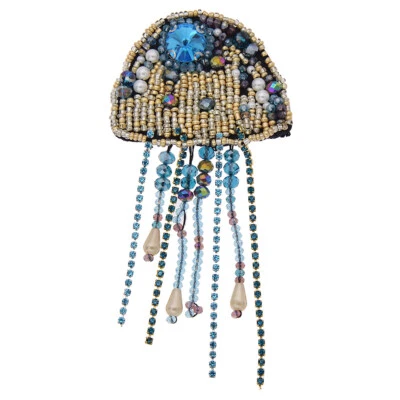 1Pc Rinestone Jellyfish Beaded Patches Applique Badge for Coat Jacket - Image 1 of 4
