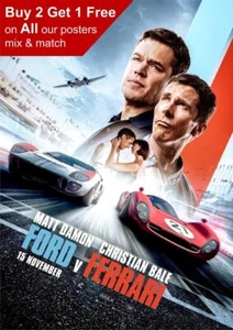 Ford v Ferrari 2019 Movie Poster A5 A4 A3 A2 A1 - Picture 1 of 3