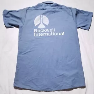 Vintage Rockwell International Employee Work Shirt M Patch Rocket Aerospace Rare - Picture 1 of 17