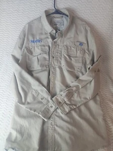Aftco Fishing Shirt Men’s XL Beige Vented Short Sleeve Button Up - Picture 1 of 10