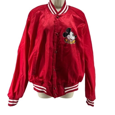 Vintage 90s Disney Minnie Mickey Mouse Satin Jacket Chalk Line Xlarge - Image 1 of 4