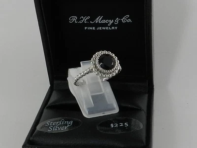 Macy's Women's Onyx Beaded Ring Sterling Silver, 7 - Image 1 of 3