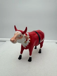 Vintage CowParade "Santa Cow" Ceramic Figurine Christmas Decor  - Picture 1 of 9