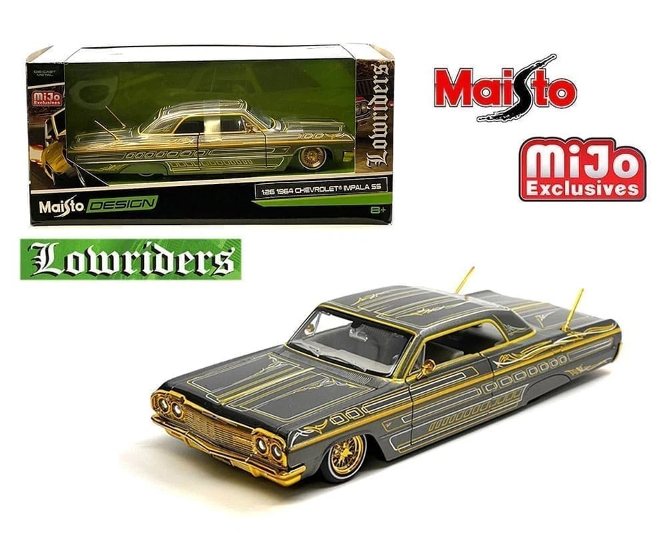 Chevrolet Impala SS Lowrider Chevy Cinza Maisto 1964 1/26 - Imagem 1 de 2
