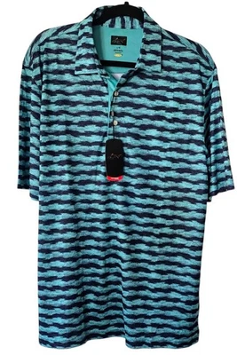 Camisa de golf Greg Norman Play Dry verde menta y azul marino grande precio de venta sugerido por el fabricante $65 nueva Foto 1 de 4