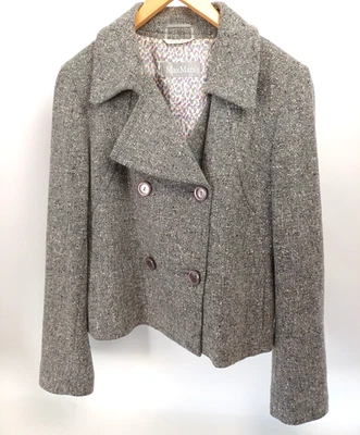 MAX MARA Wool & Angora Short Length Grey Flecked Double Breasted Jacket 16 - Image 1 of 4