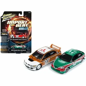 Johnny Lightning Import Heat 2004 Mitsubishi Lancer 2000 Honda Civic JLPK006 - Bild 1 von 3