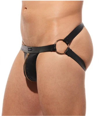 Gregg Homme Jock Anillos de Oro Sólido y Cremallera Frontal Correa Negra 190834 G69A Foto 1 de 4