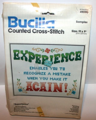 NUEVO DE COLECCIÓN Bucilla Kit Punto de Cruz Contado "Experiencia" Sampler 8x10" #49090 Foto 1 de 3