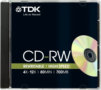 TDK CD-RW 80  4x 12x - 80MIN / 700MB - Rewritable Blank CDRW Disc - NEW & SEALED - Image 1 of 4