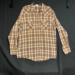 Western Frontier Herren Hemd Pearl Snap Langarm 3X kariert braun weiß - Bild 1 von 14