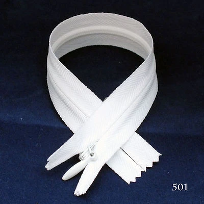 12 pcs Quality YKK Invisible Zipper Top Open Bottom Closed 30" White #501 - Image 1 of 4