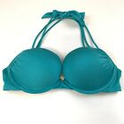 Victorias Secret Bikini Top 32C Solid Green Blue Teal Like Color Adds 2 Cups