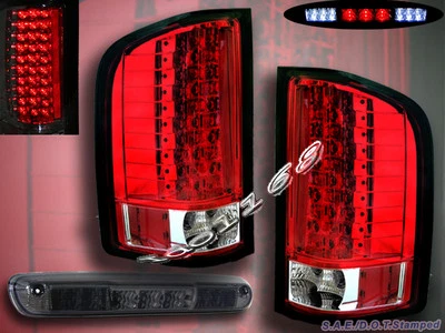 Chevy Silverado 1500/2500/3500 2007-2013 luces traseras rojas + tercera luz de freno ahumada Foto 1 de 4