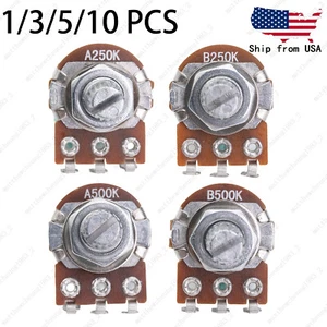 1/3/5/10X Mini Potentiometer kurz 15mm A/B 250k/500k Lautstärke Ton Taper Pot - Bild 1 von 20