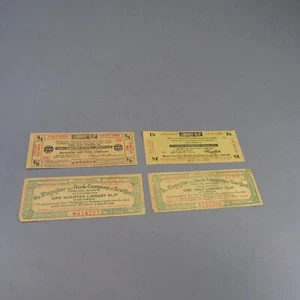 Lotto 4 Slip Biblioteca Vintage Collezione Coupon 2" x 5,25" Carta Antica 1907 - Foto 1 di 6