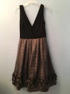 DRESSBARN COLLECTION  Black/Gun Metal Cocktail/ Evening V-Neck Knee Dress Sz. 8 - Picture 1 of 10