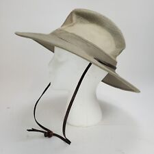 J Hats Safari Hat Beige Henschel Boonie Brimmed w/ Leather Strap Mens Large