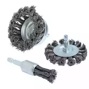 FPPO 3 STCK. 3 Zoll geknotetes Drahtrad Topfbürste und Twist Endbürste Set, 1/4" Sh... - Bild 1 von 6